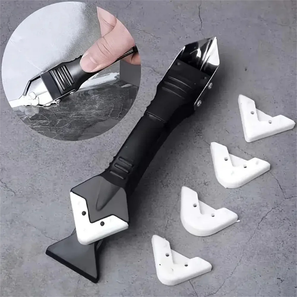 Silicone Caulking Tool | 5-in-1 Sealant Finishing Tool | Caulk Remover Glass Glue Angle Scraper for Bathroom, Kitchen, Floor