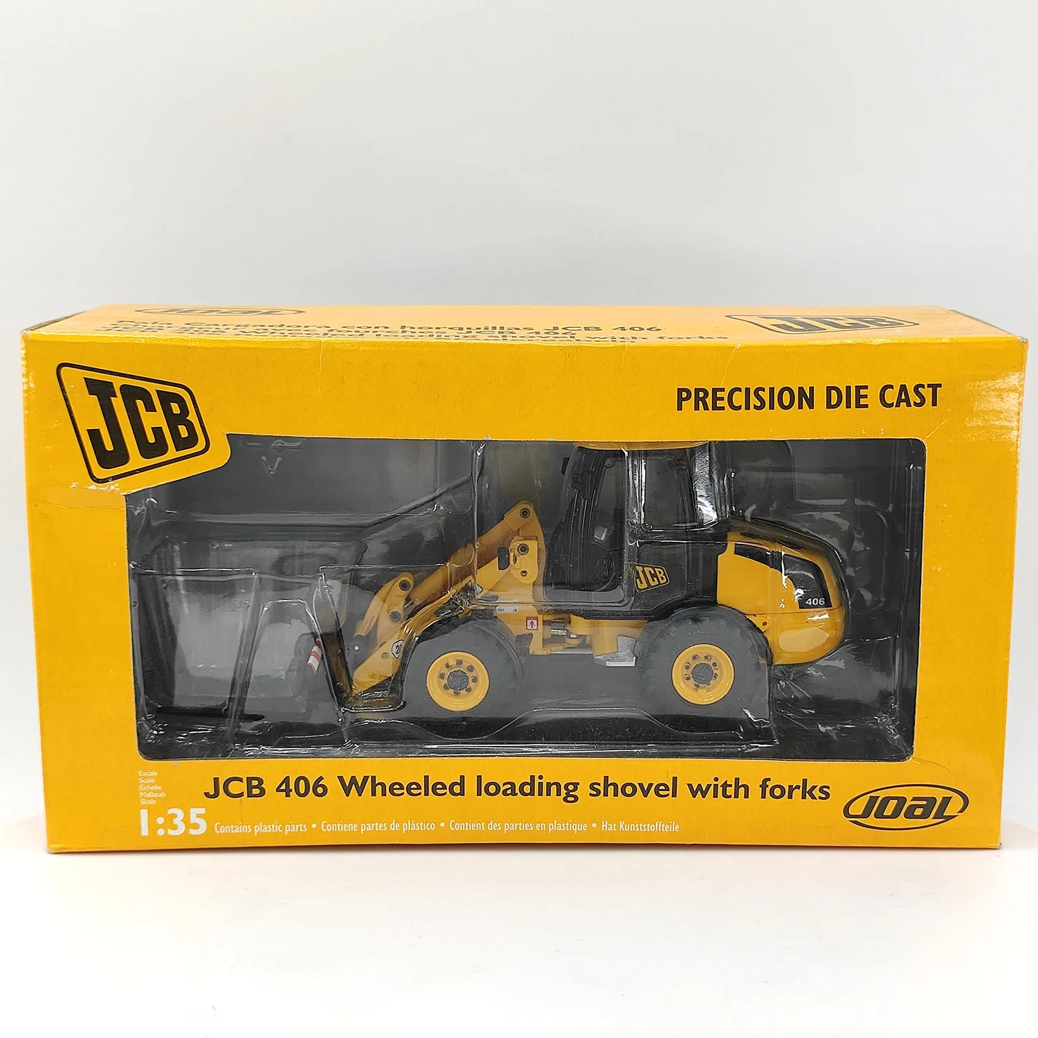دييكاست JCB 1:35 مقياس JCB 406 عجلة تحميل رافعة شوكية سبيكة سيارة نموذج تحصيل لعبة هدية تذكارية عرض حلية