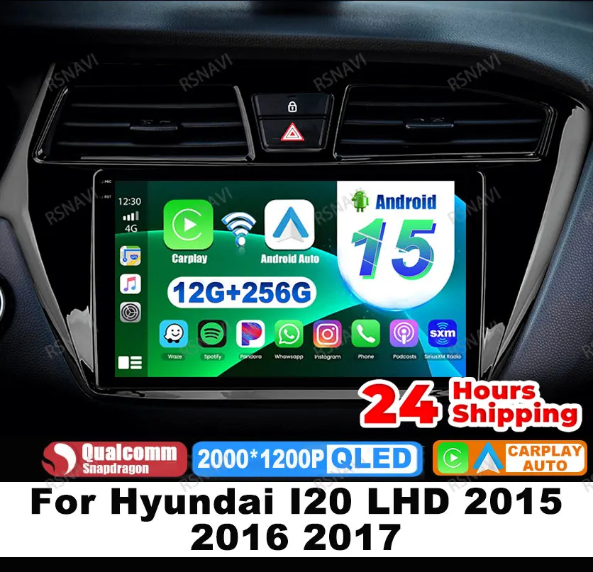 

Автомобильный радиоприемник Android 15 для Hyundai I20 LHD 2015 2016 2017, DVD-навигация, стерео мультимедиа QLED, авторадио 5G WIFI 4G LTE DSP GPS