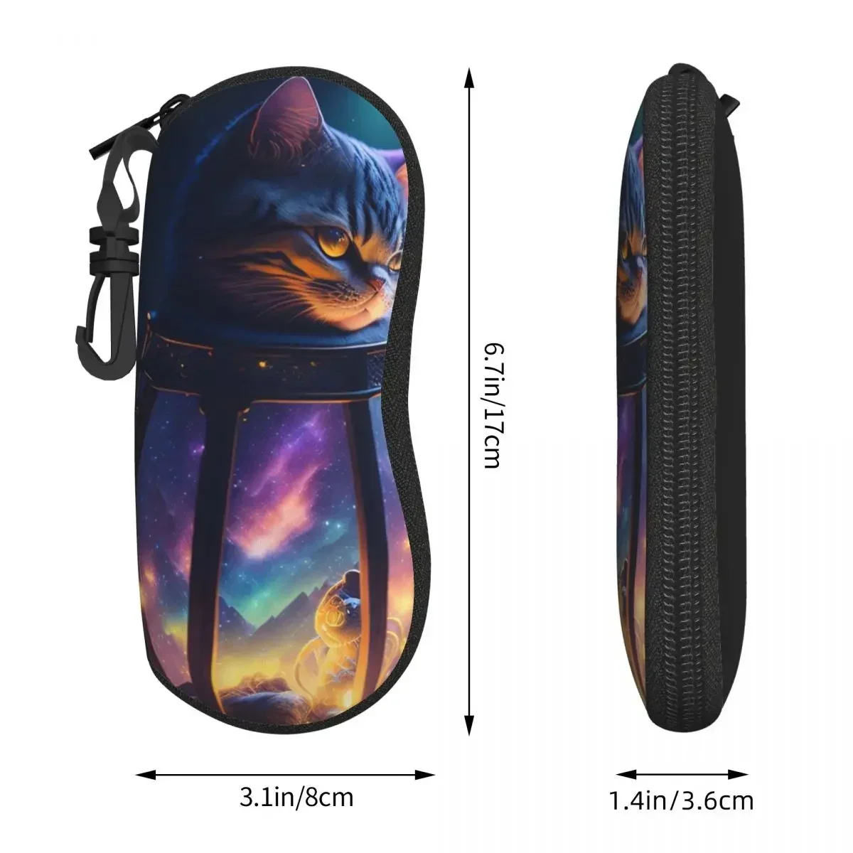 Funny Cat Glasses Case Men Women galaxy animals Sunglasses  Fashion Zipper Eyewear Storage Outdoor  Box