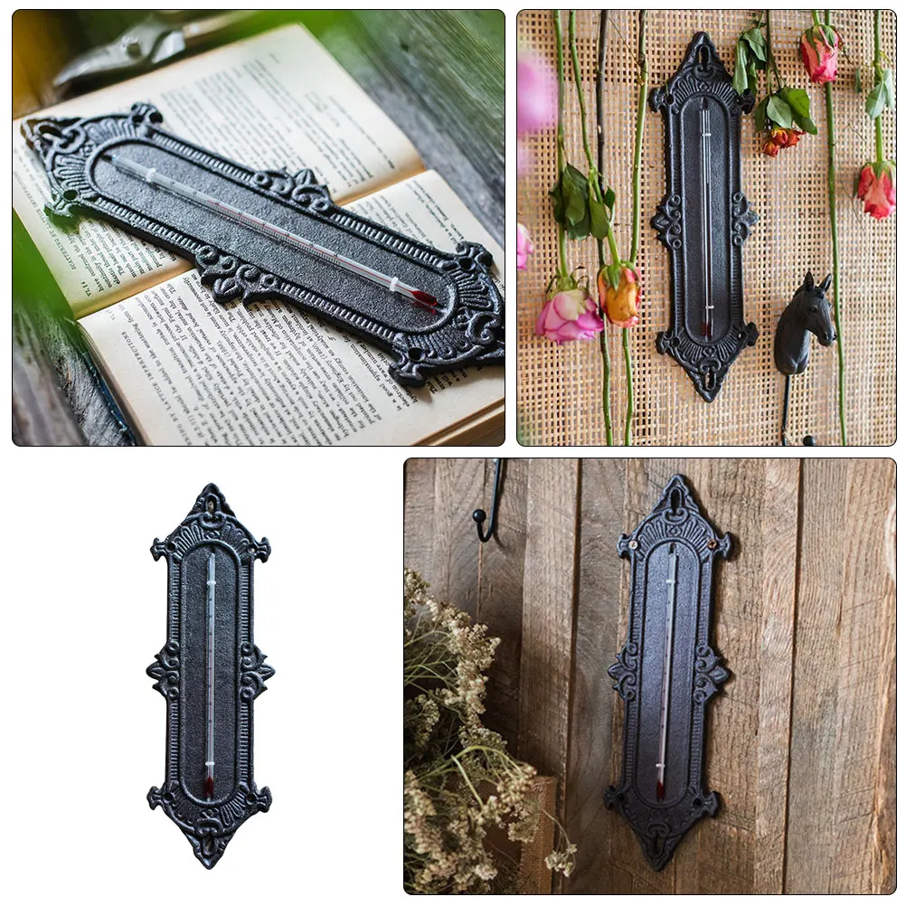 

Indoor Thermometer Wrought Iron Room Greenhouse Temperature Wall mounted Hygrometer Compact Size Precise Test Multifunctional