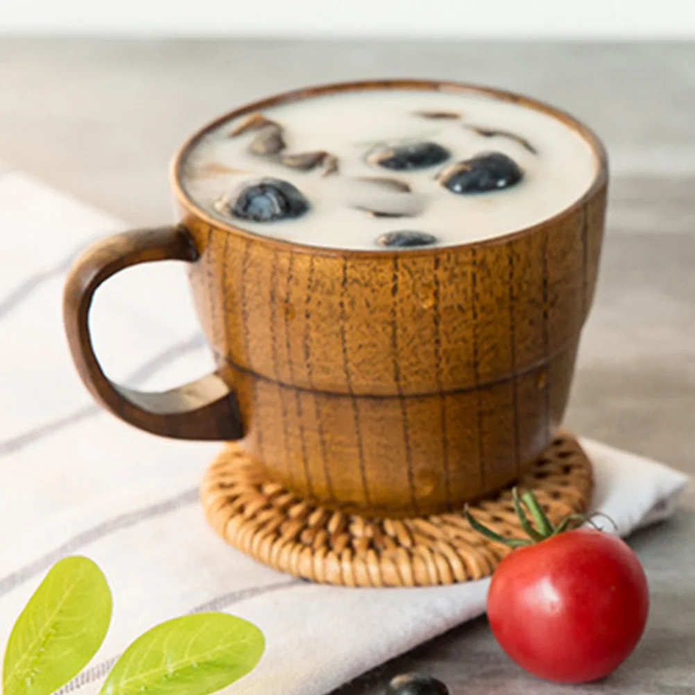 

Винтажная деревянная кружка, элегантный цвет, гладкие края, универсальная для чая, кофе, молока, чашки для горячего напитка, деревянная чашка для воды