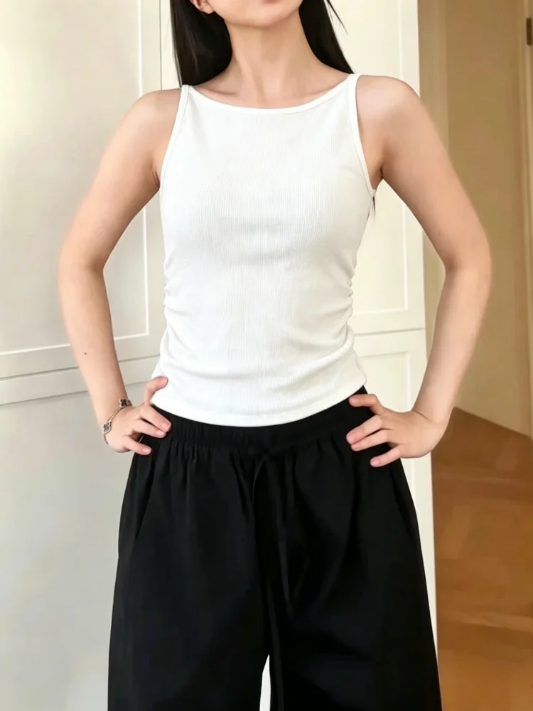 Women's Slim Fit Camisole Tank Top 95 Cotton Summer New Style Big Size Padded Underwear Outerwear Folded Base Shirt