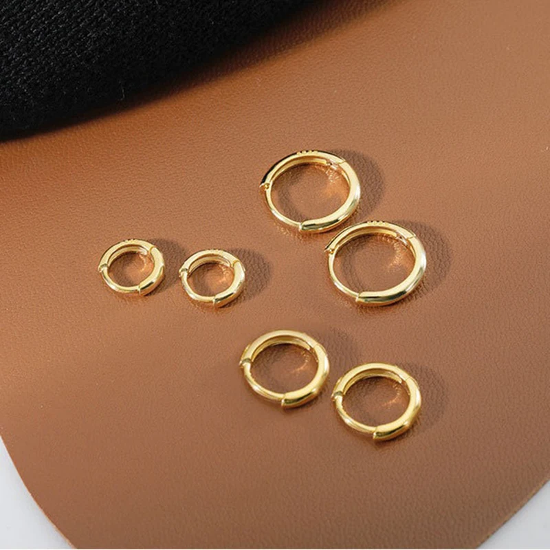 Minimal Glossy Hoop Earrings Gold Color Tiny Cartilage Earrings Piercing Accessory Trendy Female Hoops For Men 6/8/10/12/15mm