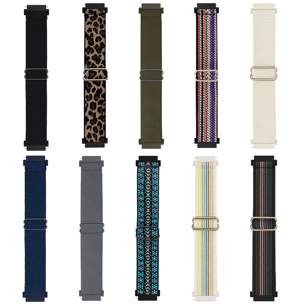 20 مللي متر 22 مللي متر النايلون حلقة حزام للنساء والرجال حزام (استيك) ساعة استبدال الأشرطة مطاطا مضفر سوار كوريا قابل للتعديل حزام الساعات