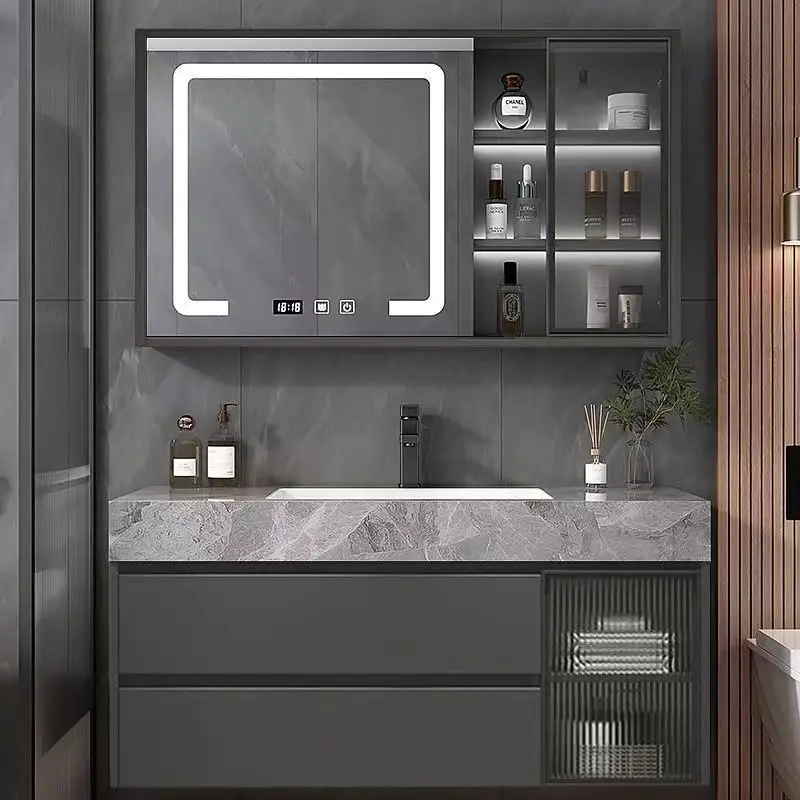 Kombinasi kabinet wastafel keramik terintegrasi untuk kamar mandi baru