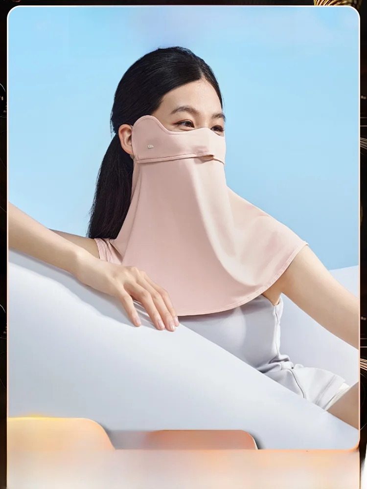 

Солнцезащитная маска для шеи и лица с защитой от солнца и УФ-излучения, интегрированная, с полным покрытием, для женщин, с защитой от солнца и УФ-излучения, с эффектом бананового листа