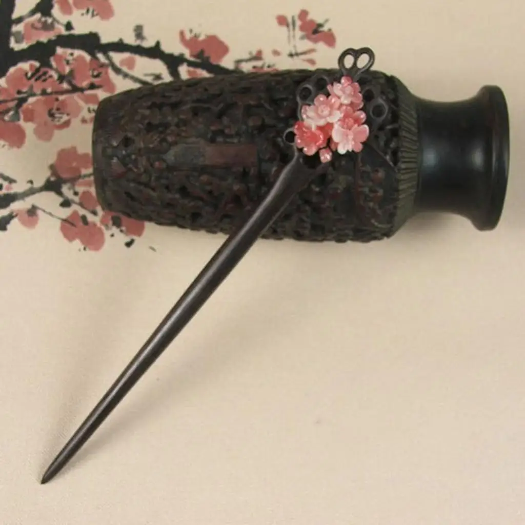 Vintage Ebony Hair Stick Hairpin Pins Flower Fashion Classic Hair Accessories