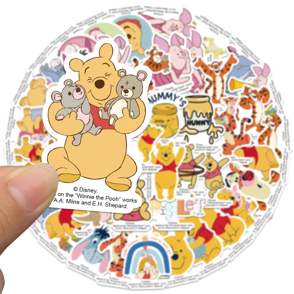 50pcs Disney Winnie the Pooh Stickers For Kids Cute Anime Decals Classic Toys For Luggage Notebook Scrapbooking Sticker