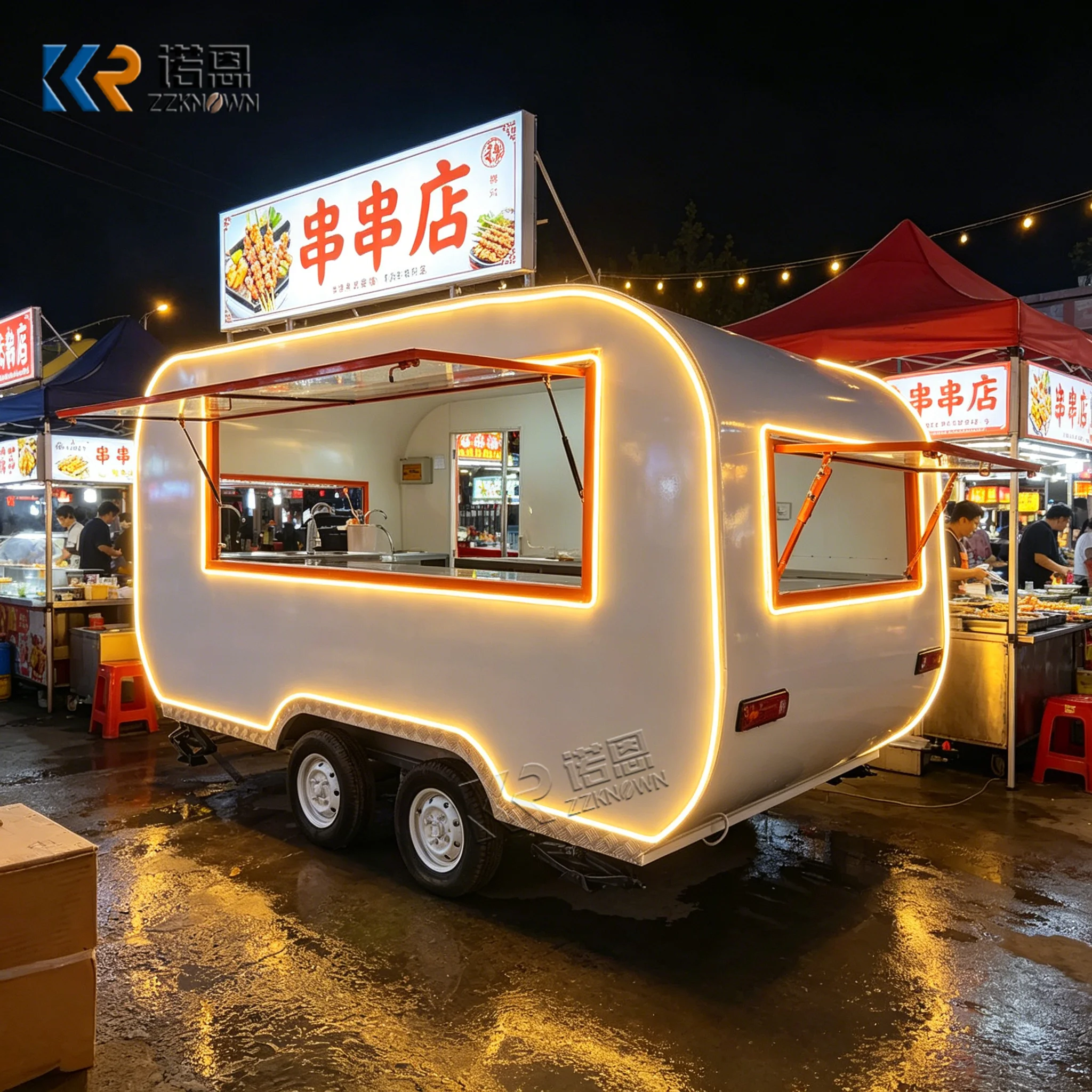Multifunctional Remorque Food Truck Hot Dog Fast Food Trailer Outdoor Mobile Food Truck Trailer with Concession Window