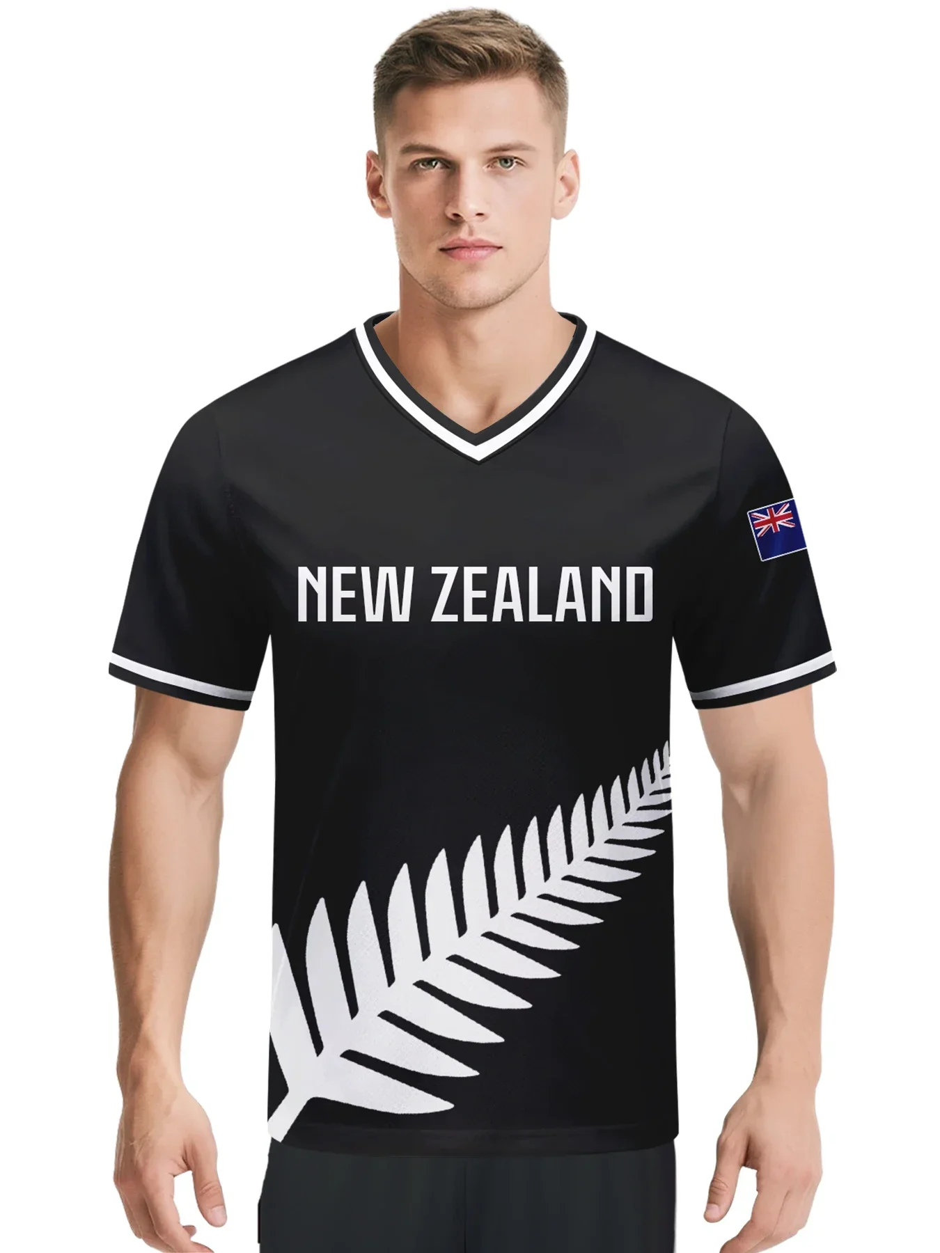 New Zealand Football Jersey Customizable with Name and Number, V-Neck, National Team Football Shirt for Men, Youth, and Women view 3
