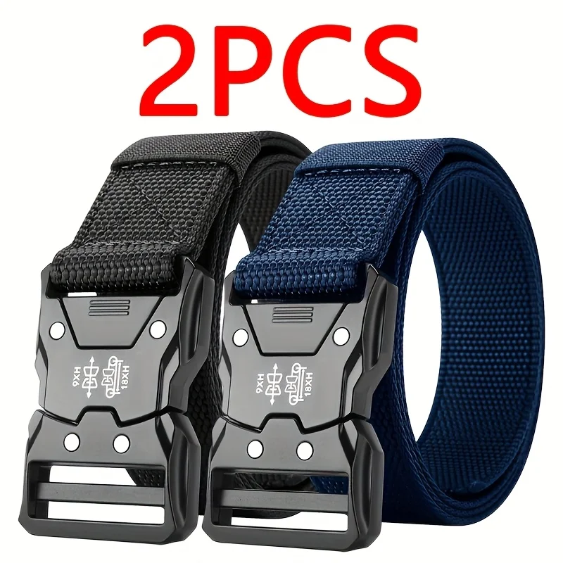 Two piece tactical nylon belt for both men and women - designed for outdoor activities and training, breathable canvas belt, qui