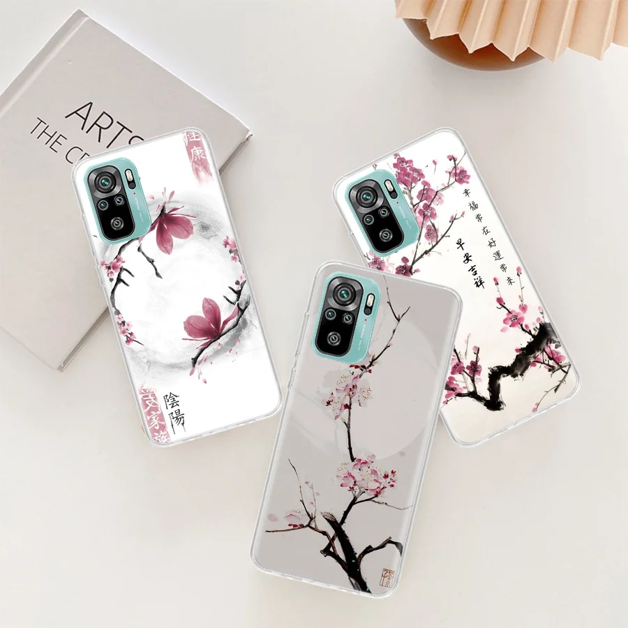 Cherry Blossom Tree Phone Case For Xiaomi Redmi Note 12 11 Pro Plus 5G 12S 10S 11S 4G 11T 11S 11E 10 9T 9 9S 8 8T 7 Cover Soft C