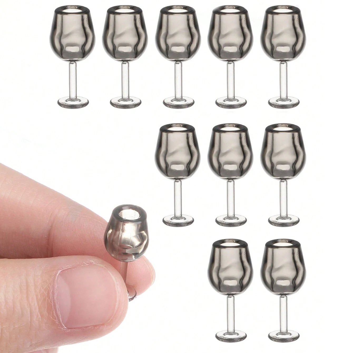 10 Vasos de Vino en Miniatura para Casa de Muñecas: Vasos Altos de Simulación de Bebidas en Miniatura 1/12, Modelo de Decoración para Escenas de Cocina y Bar