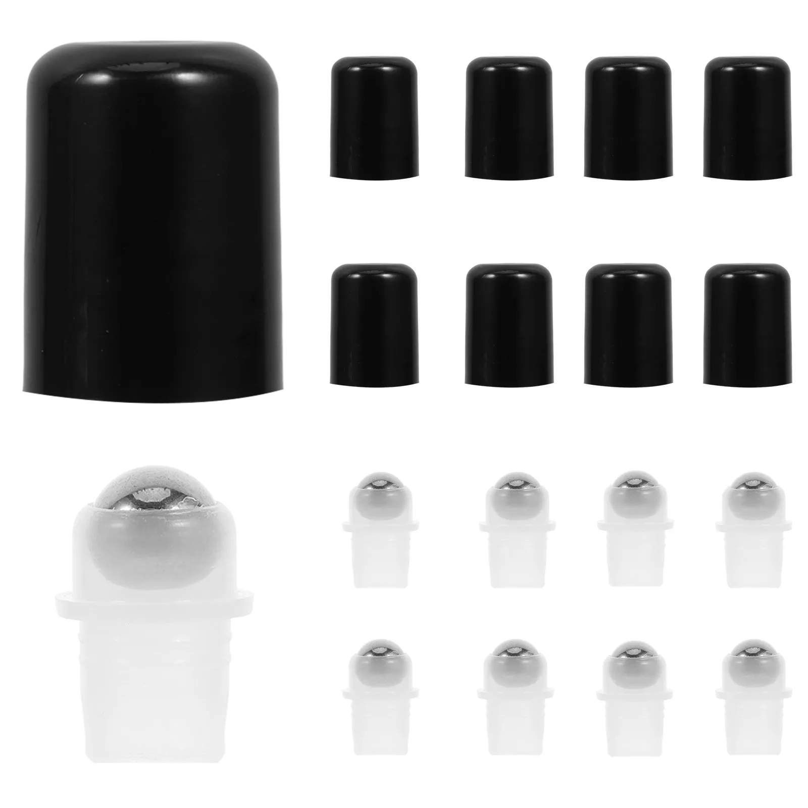 

20pcs 18 Tooth Essential Oil Roller Ball Inserts Dust Caps Refillable Leak Proof For Diy Aromatherapy Blends Compatible With