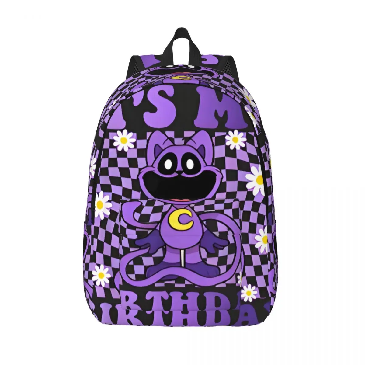 Custom 3D Print Smiling Critters Canvas Backpack for Boys Girls Catnap College School Travel Bags Bookbag Fits 15 Inch Laptop