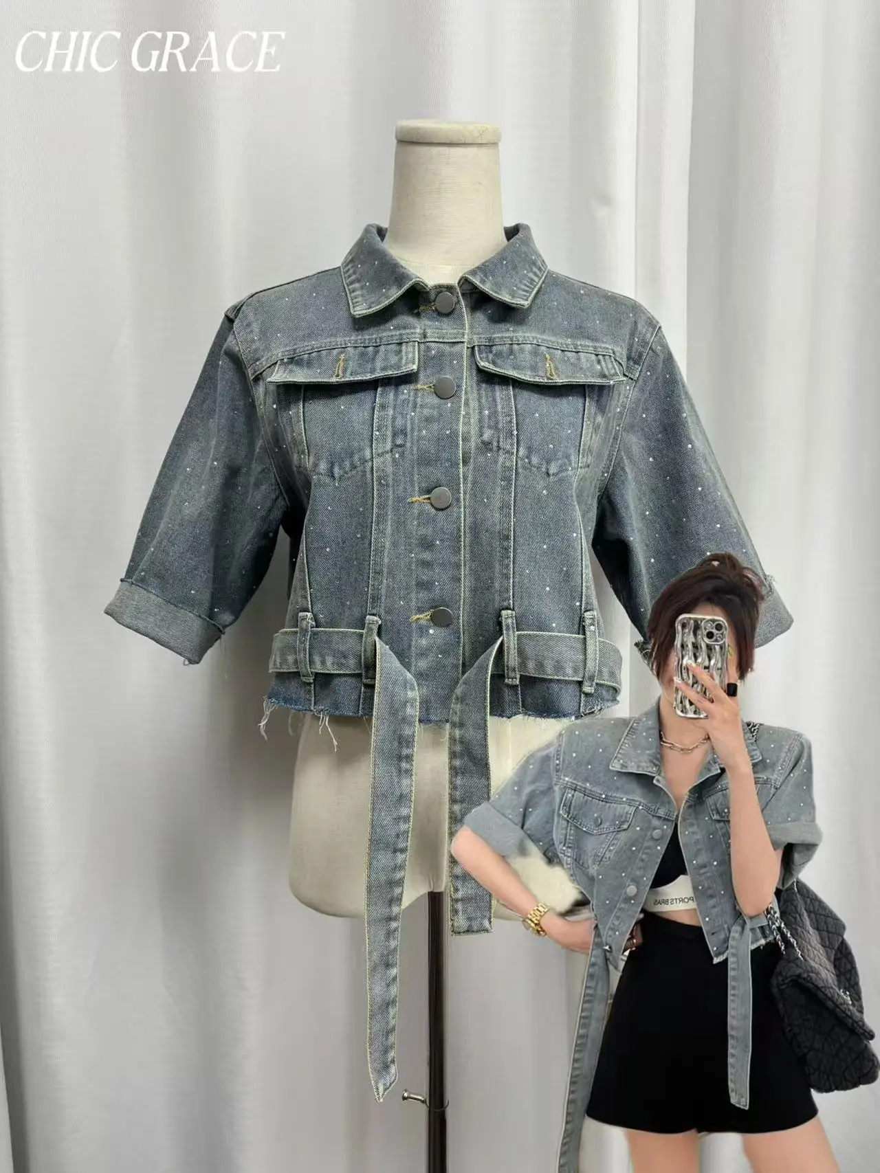 real-shot-–-veste-en-jean-pour-femmes-nouvelle-collection-ete-2021-industrie-lourde-strass-scintillants-frange-bord-brut-manteau-court-sens-du-design-a-la-mode
