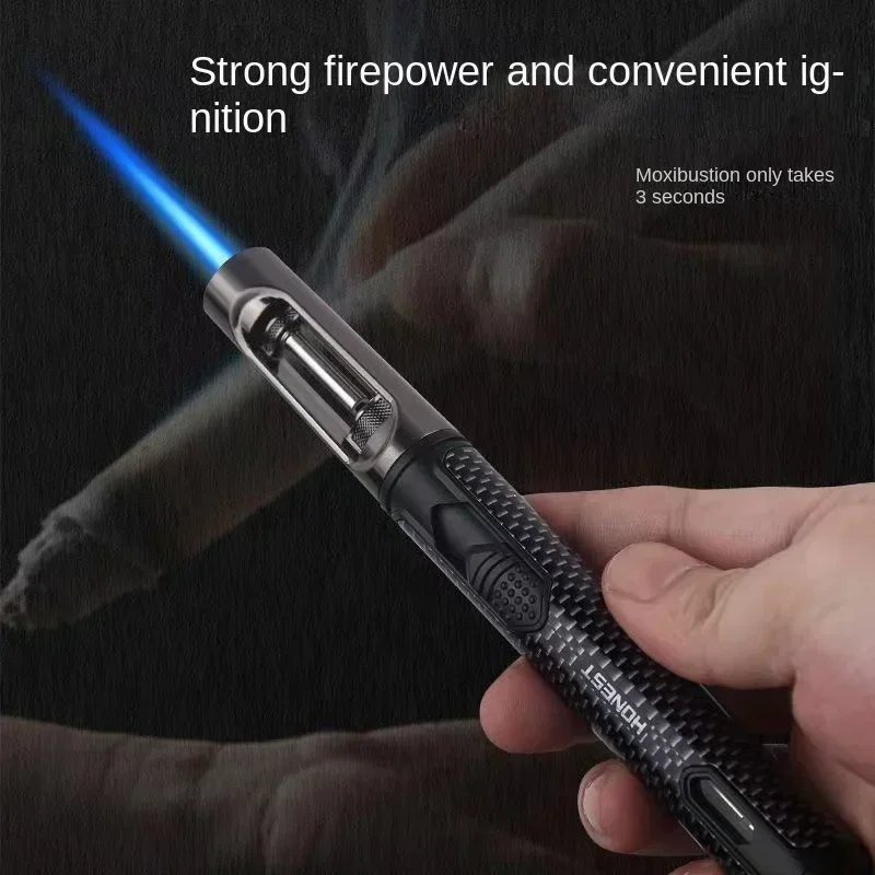 HONEST Windproof Metal Lighter Torch Refillable Pen Lighter Jet Flame Butane Gas Lighter Kitchen BBQ Camping Men\'s Gadgets Gift