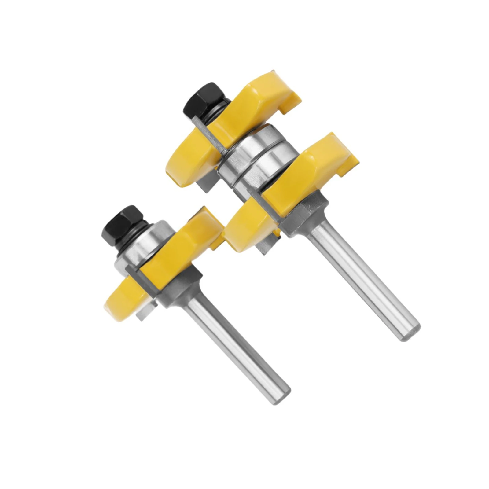 2Pcs 1/2" Shank Tongue and Groove Router Bit Set, Adjustable T-Shape Woodworking Cutter 1-7/8" Dia for Cabinet Joints