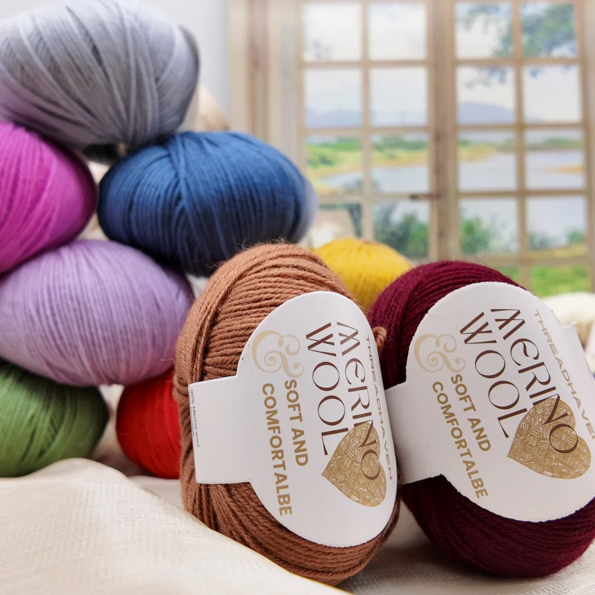 10er-Pack Merinowolle-Garn, je 50g, Weiches & Warmes Strick- und Häkelgarn, 90% Merinowolle, 10% Polyester – Detail 5