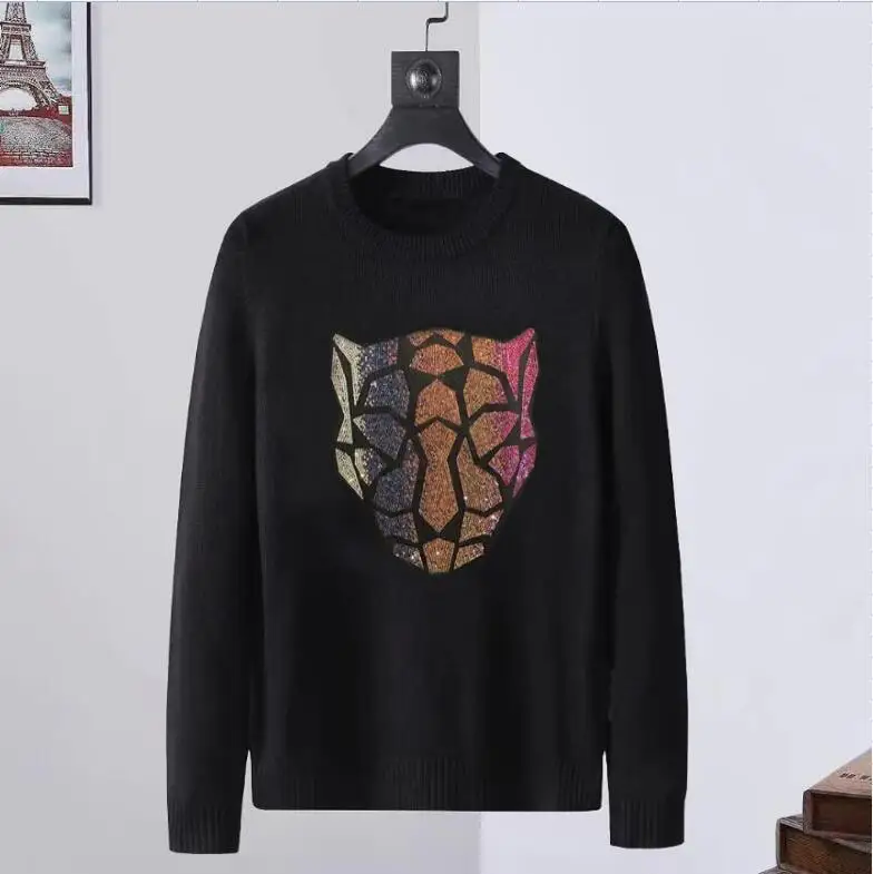 

Casual Fashion Designer Rhinestone Pullover sweater Streetwear Men's Clothing