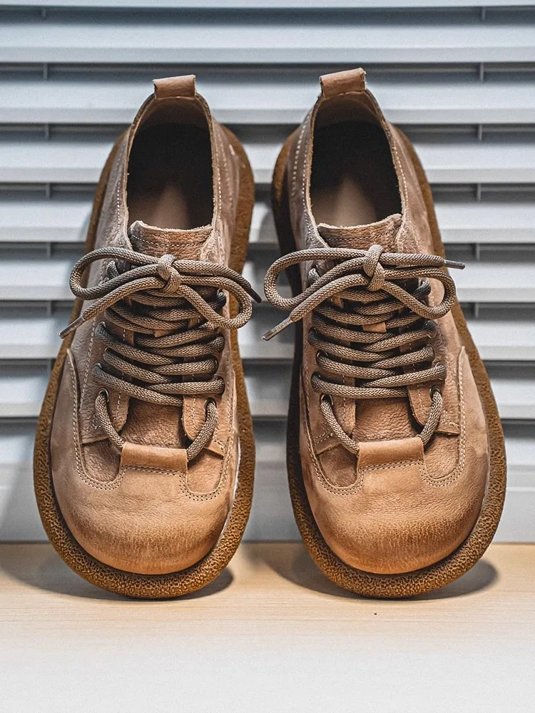 

Trendy Brand Men's Shoes Top Layer Cowhide Casual Soft Bottom Breathable British Style Spring Autumn Workwear Leather Shoes
