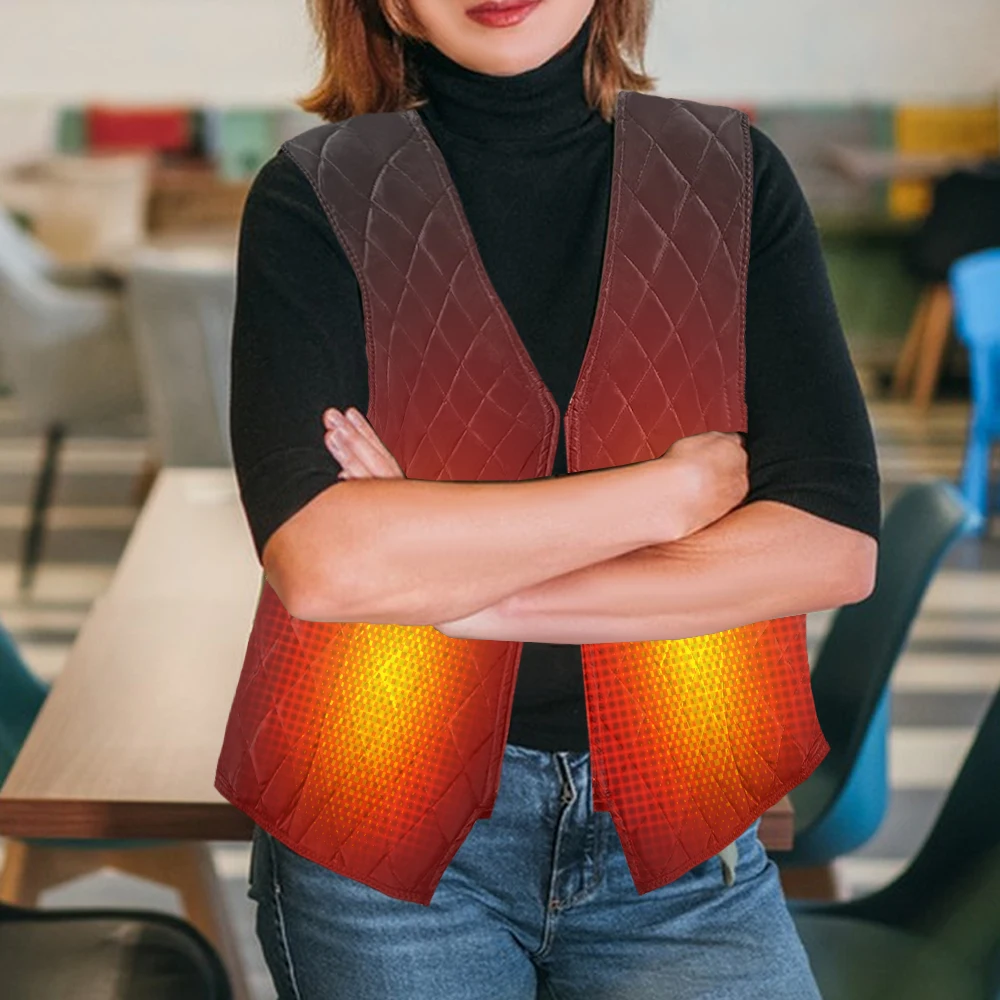 

Heated Waistcoat Vest 3 Heat Massage Modes Relieves Shoulder Back Lumbar Muscle Stiffness Soreness Winter Outdoor Cold Warming