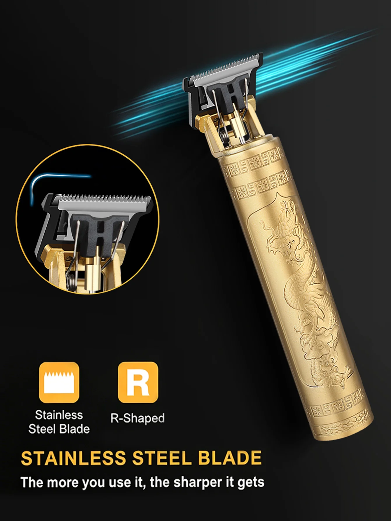 3in1 Haircut Machine Professional Electric Gold Hair Clippers Set Barber Usb Fast Charging Hair