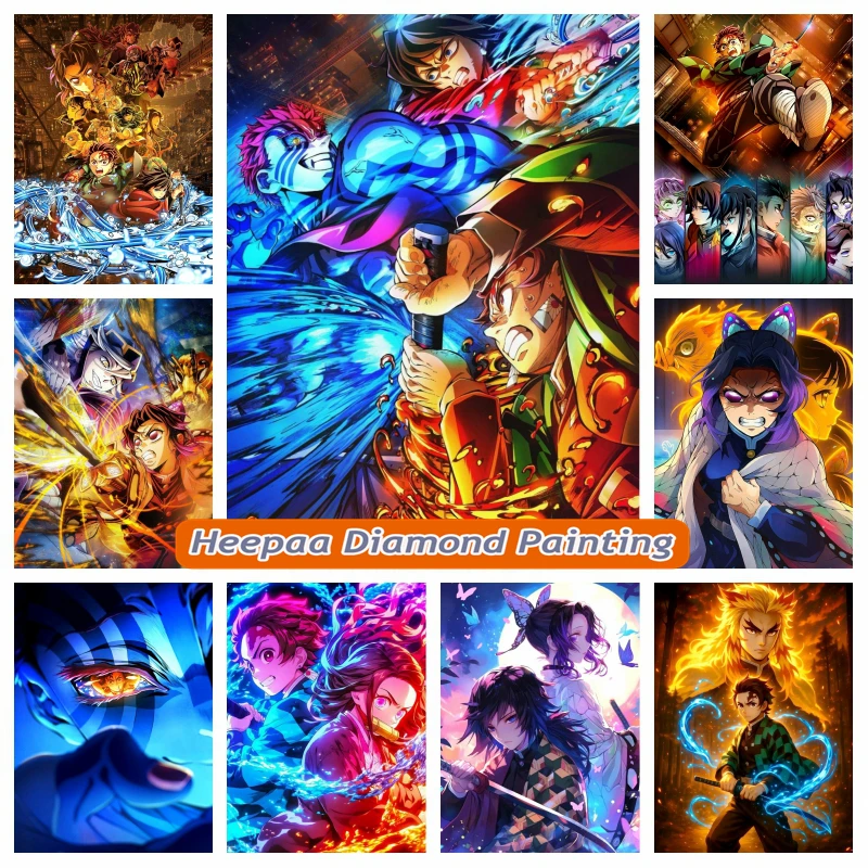 Anime d-demon Slayer: Kimetsu no Yaiba Castillo infinito 5d pintura de diamante Tanjirou Zezuko Zenitsu arte punto de cruz decoración de mosaico