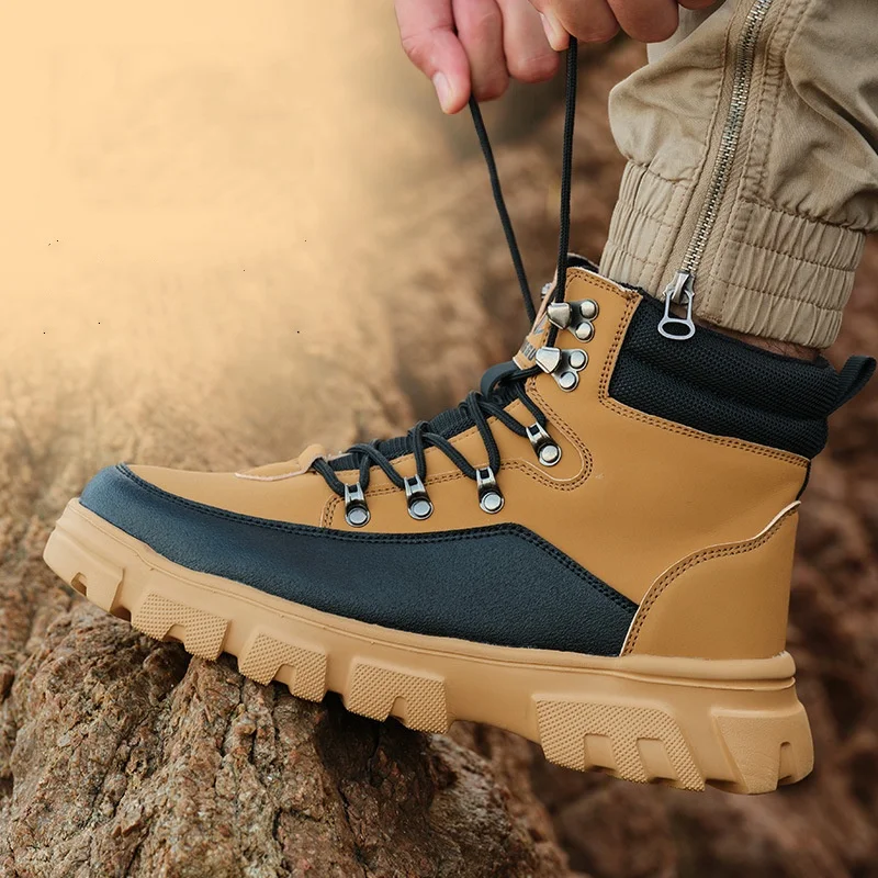 

men fashion steel toe caps working safety boots soft leather worker ankle boots tooling security botas welding footwear protect