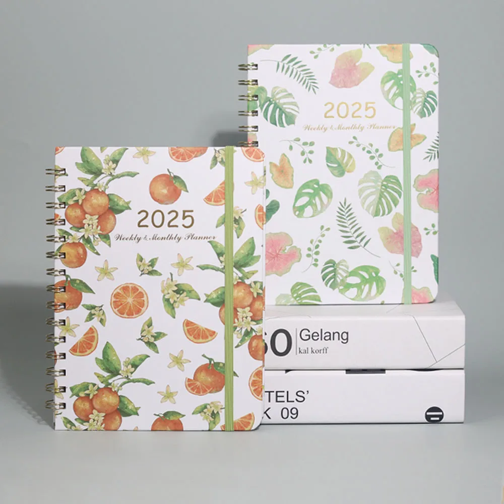 July 2024-June 2025 Agenda Planner Notebook Floral Loose-leaf Coil Notebook Diary Weekly Planner Schedules Calendar Notepad