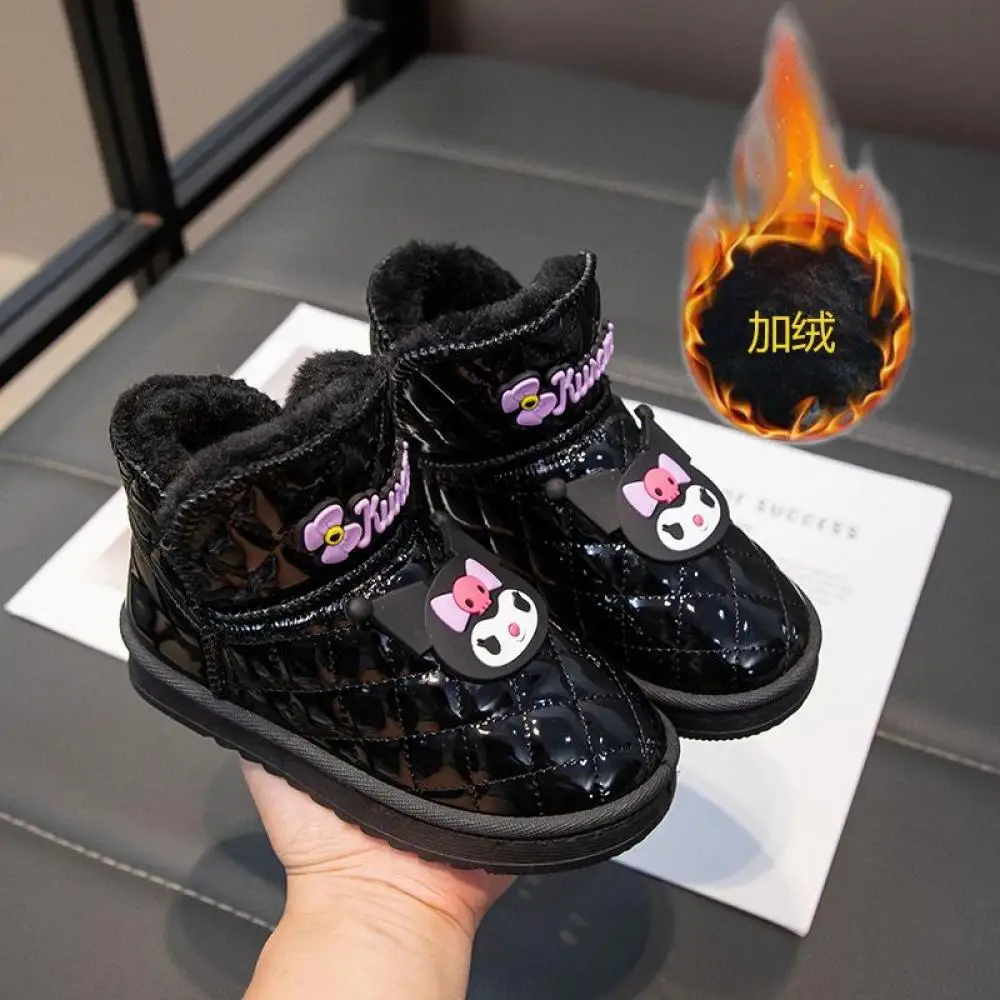 

Kawaii Sanrio Kuromi Girls Snow Boots New Style Winter Anime Plus Velvet Cotton Boots Anti-Slip Ins Cute Children's Casual Shoes