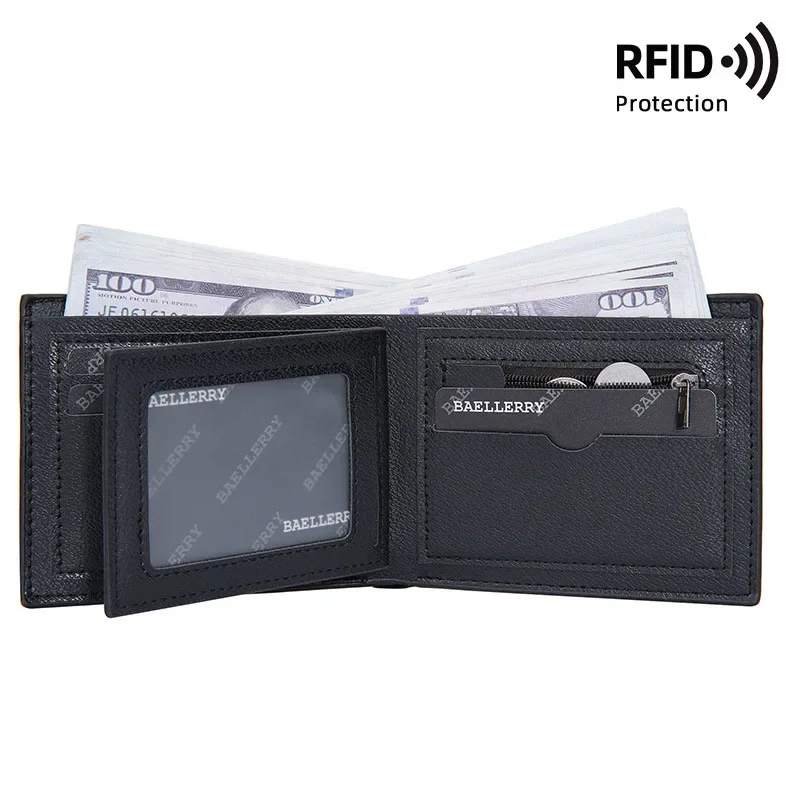 Nuovi uomini d'affari portafoglio sottile RFID antifurto due pieghe borsa corta moneta fermasoldi portafoglio corto multi porta carte Cartera Hombre