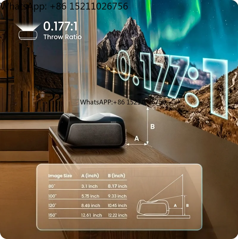 High Brightness 4000 ISO JMGO O3 Ultra 4K Projector Triple - UST - TV 3D Home Theater 4G+128G Android 11 WiFi 6 Portable