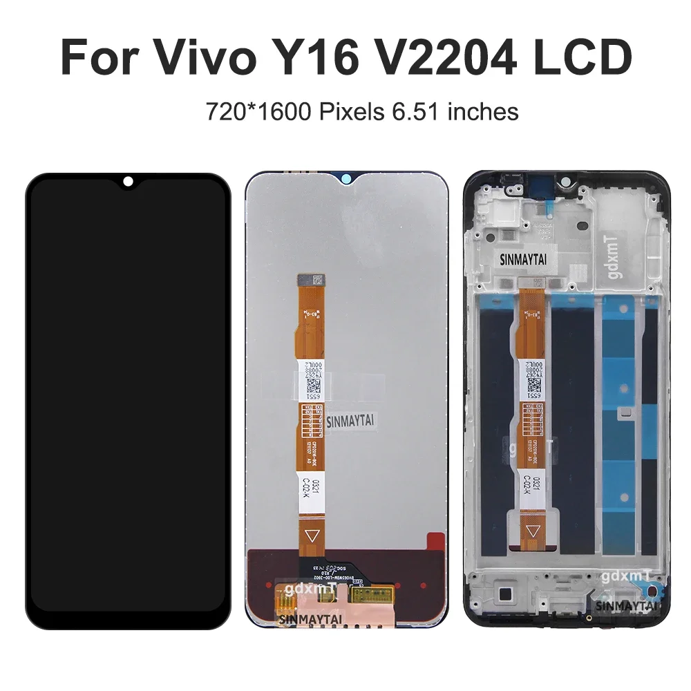 For VIVO Y16 6.51\'\'For vivo Y16 V2204 V2214 LCD Display Touch Screen Digitizer Assembly Replacement