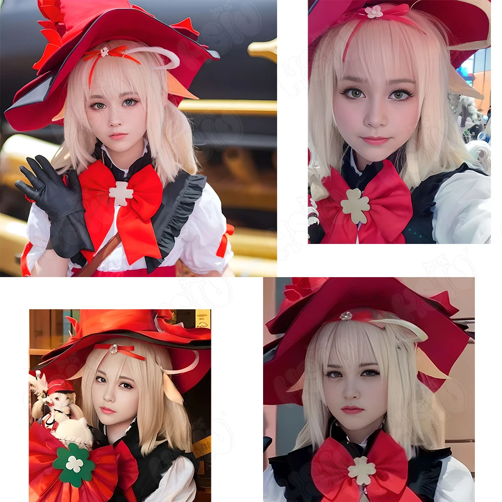 Klee New Skin Cosplay Wig Game Genshin Impact Cosplay Wig HSIU 40CM Milk yellow mixed powder orange short hair Synthetic Wig