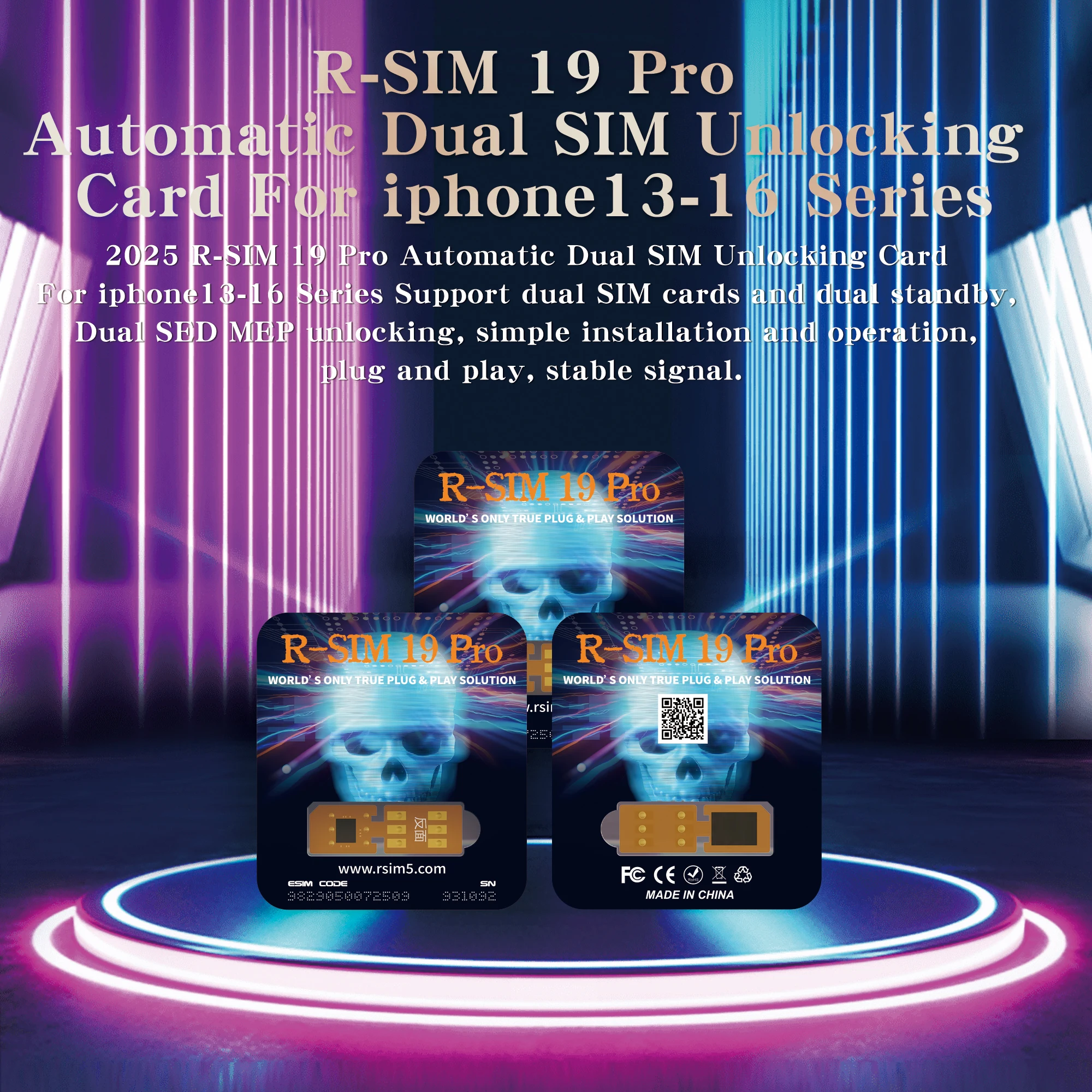 2025 Newest R-SIM 19 Pro Automatic Dual SIM Card For IP13 to 16PM Only Support Dual SIM Slots Perfectly working