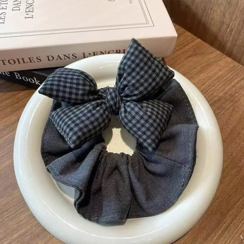 Grandi elastici Fasce per capelli scozzesi vintage Eleganti elastici per coda di cavallo Accessori per capelli da donna