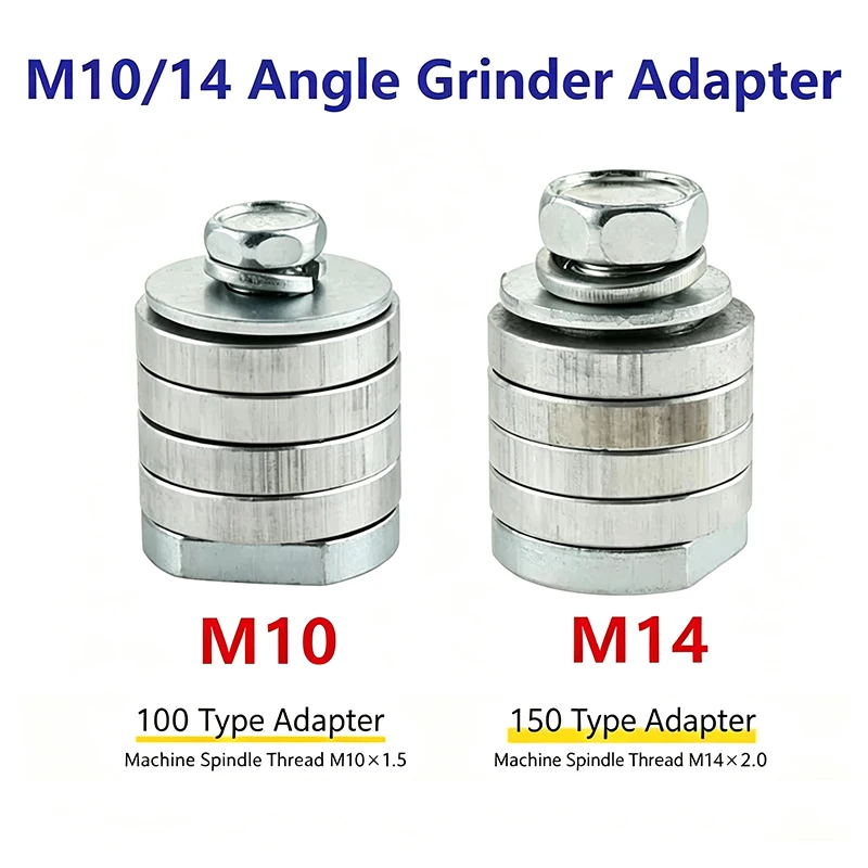 M14 M10 Angle Grinder Adapter Grooving Machine Adapter Conversion Kit Flange Metal Lock Nuts Slotting 125 150 Type