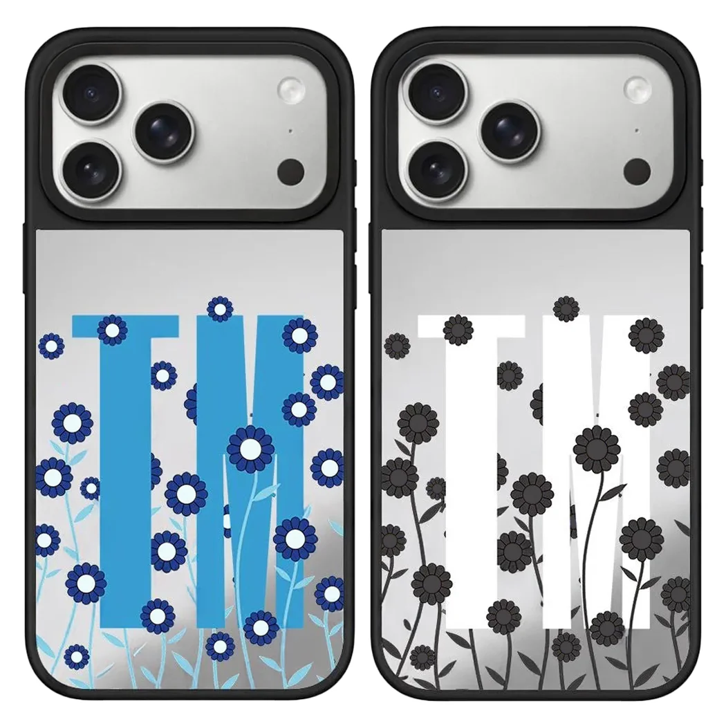 

Blue Black Bouquet Mirror Surface Magnetic Case: Compatible With IPhone 17 16 15 14 13 12 Pro Max 17 Air