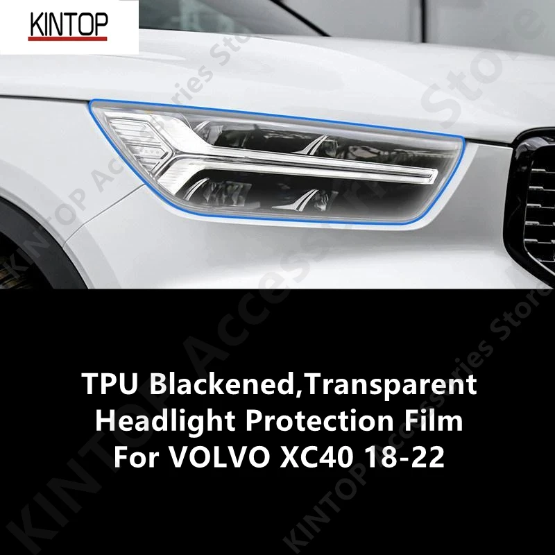 

For VOLVO XC40 18-22 TPU Blackened,Transparent Headlight Protective Film, Headlight Protection,Film Modification