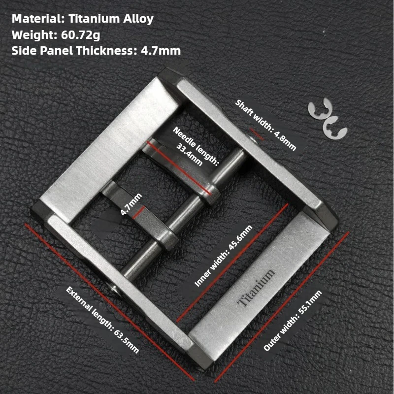45 مللي متر التيتانيوم النقي مشبك حزام مزدوج الدبوس ، حزام الخصر رئيس ، الرجال سميكة التيتانيوم معدن مقاومة للصدأ المضادة للحساسية مشبك حزام #4