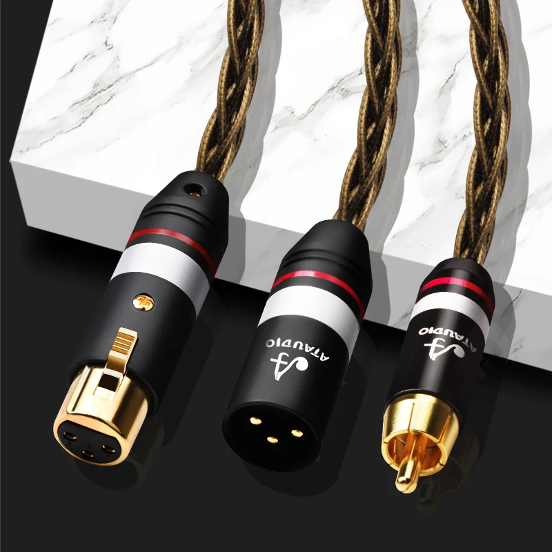 ATAUDIO HiFi RCAt do XLR dla wzmacniacza Audio kabel Hi-end oc Siver-platerowany 3Pin XLR żeński do RCA męski kabel wzmacniacz Audio hi-fi