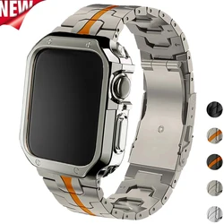 Titanium Strap+TPU Case for Apple Watch Ultra 2 49mm 42mm 46mm 45mm 41mm 44 Luxury Band For Iwatch 10 9 8 7 6 5 Protector Cover