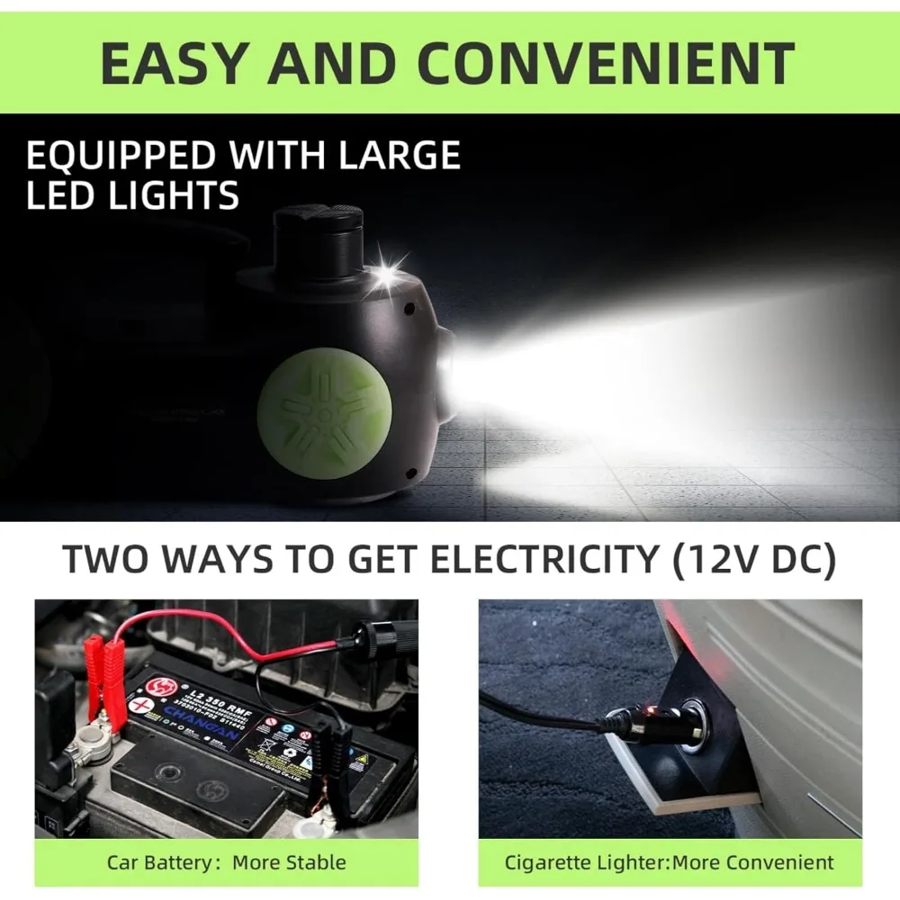 12V Portable Electric Hydraulic Car Jack Kit with 5 Ton Capacity, 20.9 Inch Lift Range, Impact Wrench, and Tire Inflator