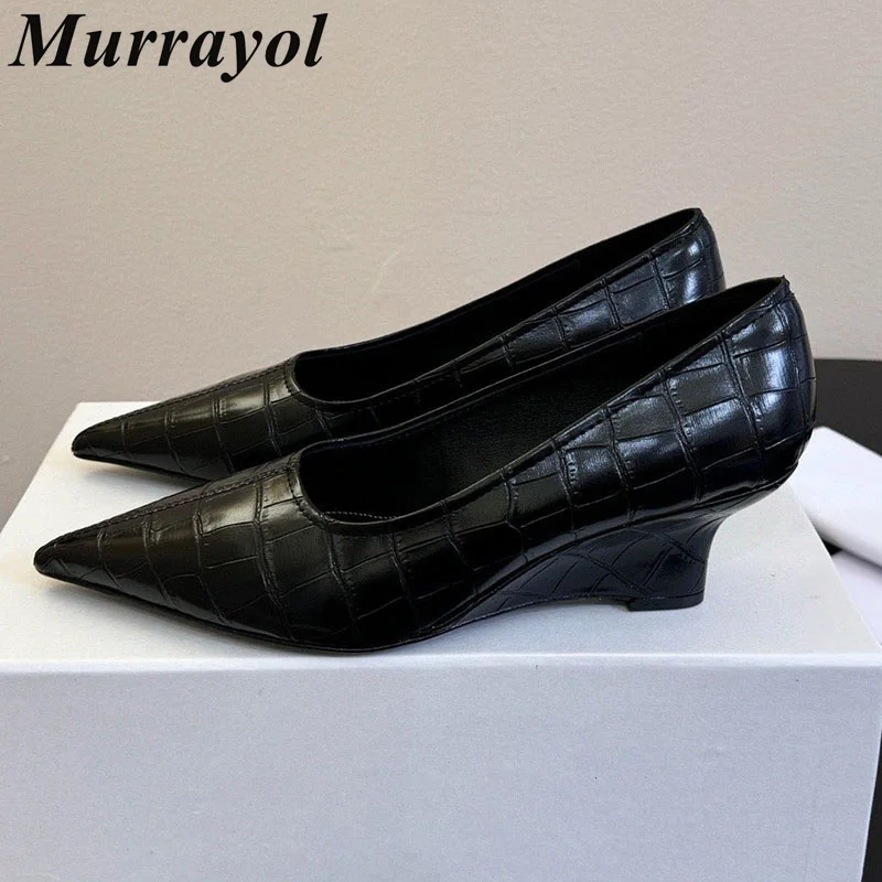 

Pumps Women's Solid Color Genuine Leather High Heels Pointed Toe Single Shoes Ladies Spring Summer Office Commuting Shoes 2026