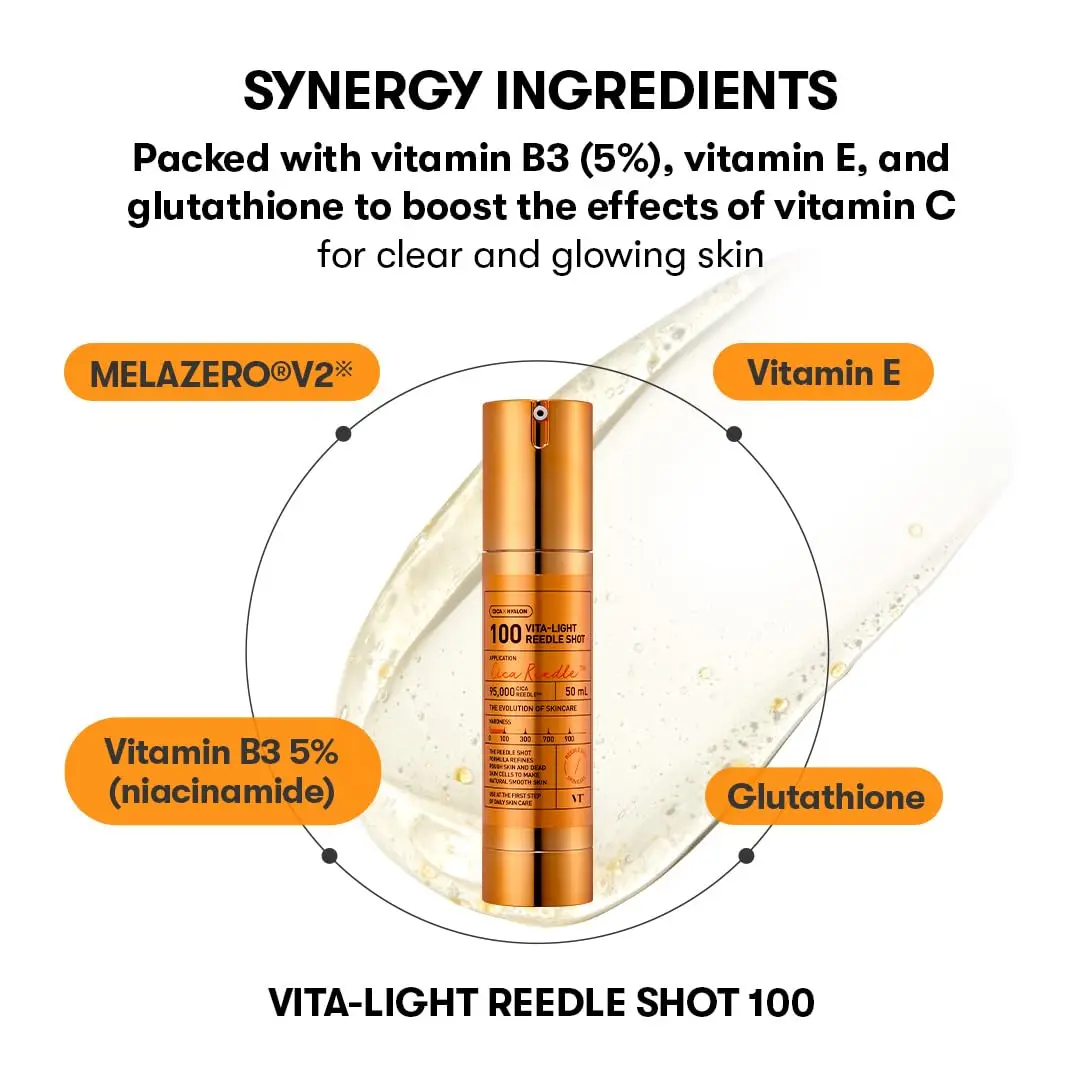 Vita-Light Reedle Shot 100,Serum with Vitamin C Capsules,Vitamin E,Hydrating Care,Korean Skincare for Sensitive Skin