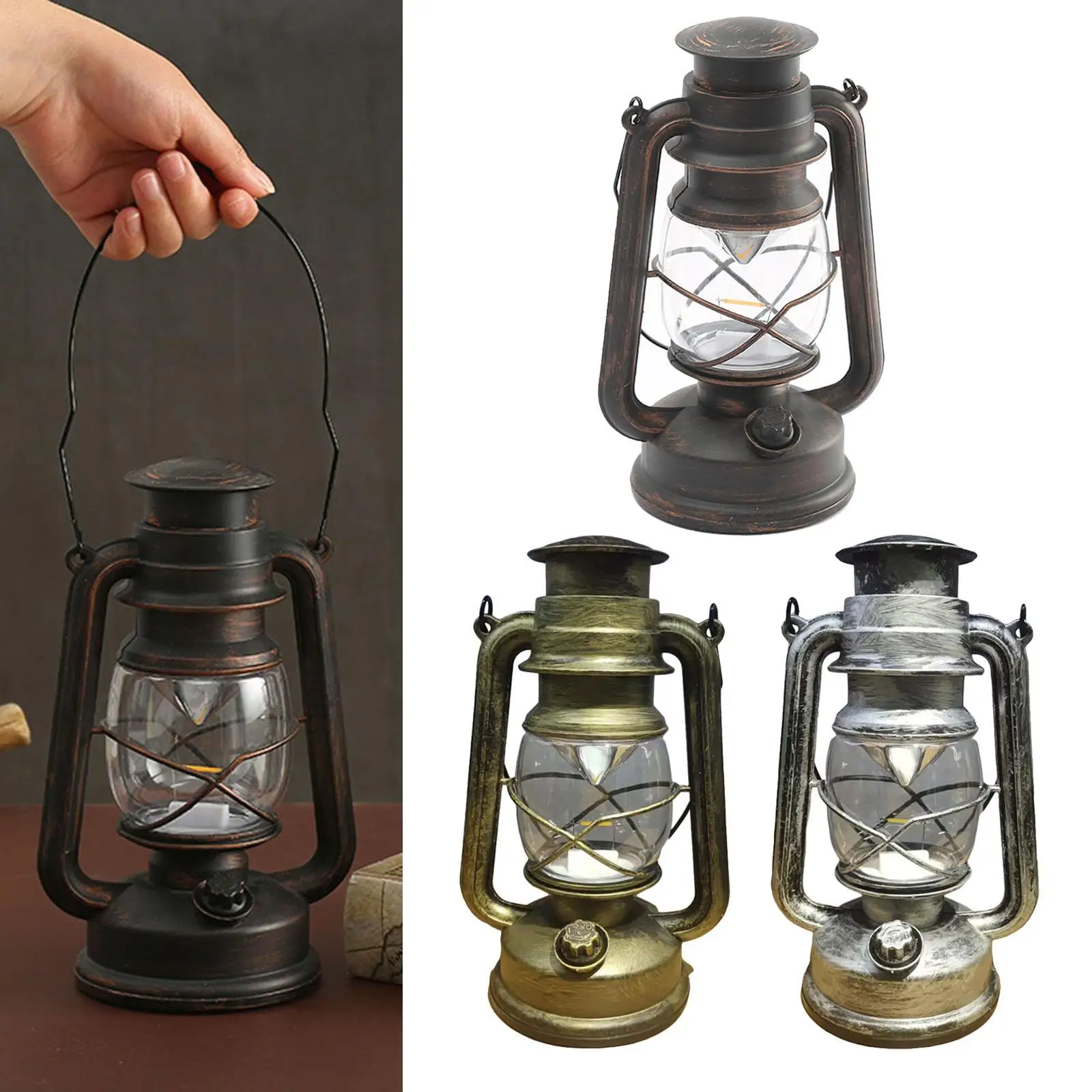 trandetree007au Rustic Oil Lantern Lamp Portable Hanging Lamp Night Light for