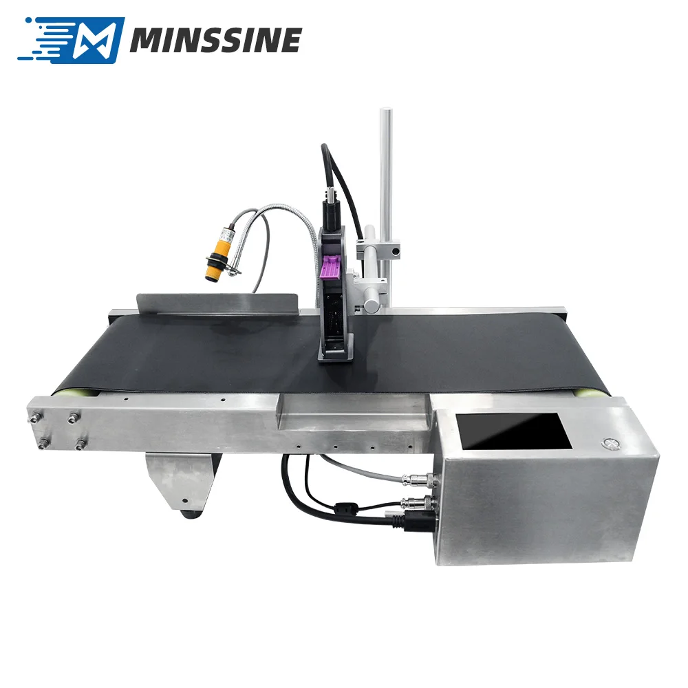 12.7 مللي متر طابعة ناقلة آلة متكاملة شاشة لمس ذكية شعار تاريخ ورقة كرتون زجاجة طابعة نافثة للحبر على الإنترنت