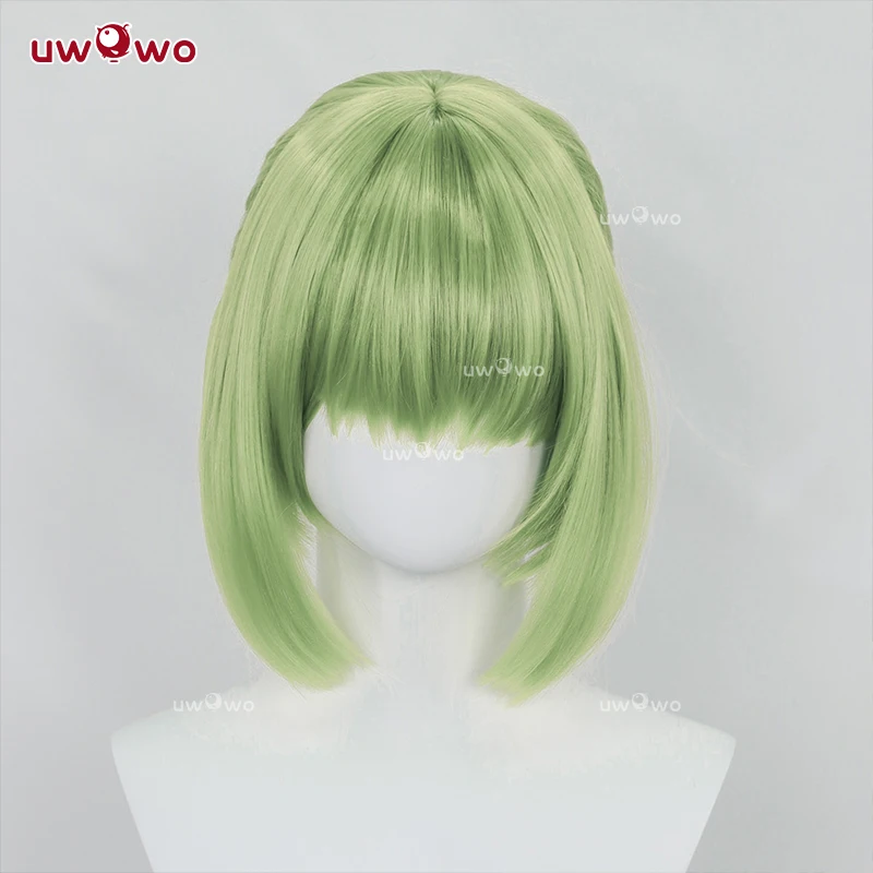 UWOWO CC. Peluca Anime Codee Geasss: CC. Peluca de cosplay Cheongsam púrpura Pelo verde Disfraz de Halloween